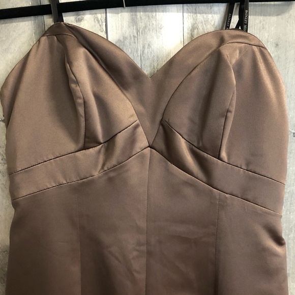 Badgley Mischka Bridesmaid brown trumpet dress 10 - Picture 3 of 6